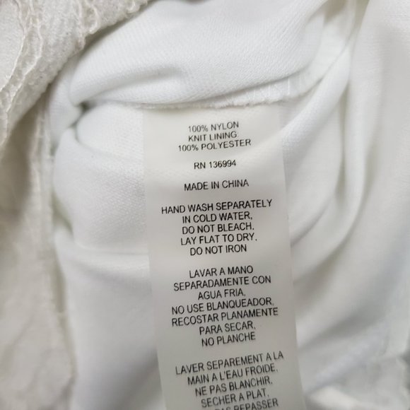 𝅺sioni Chic Eyelet Lace Ivory Nylon 3/4 Sleeve Blouse Size S - Picture 3 of 5